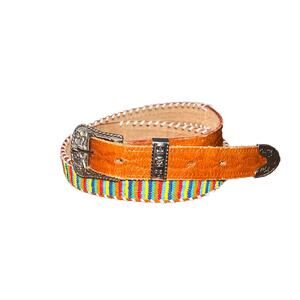 Beaded-Braided-Leather-Western-Unisex-Sz 32-Belt-Vintage!